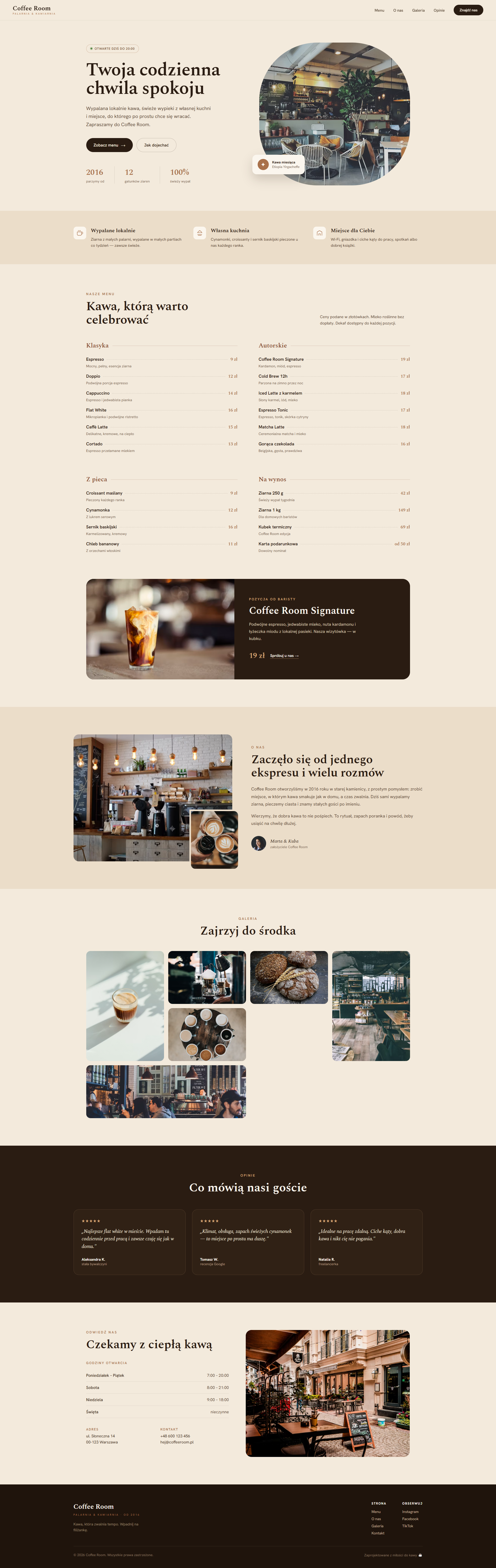 Coffee Room — Strona landing page | realizacja webko